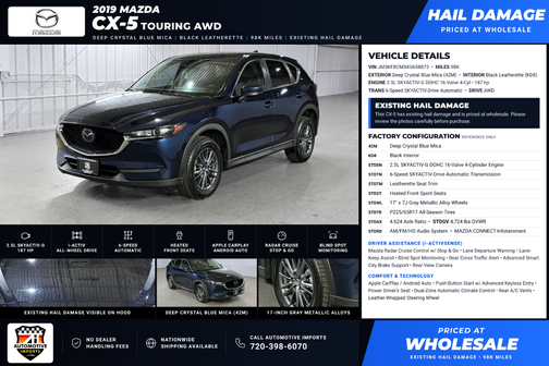 Deep Crystal Blue Mica 2019 Mazda CX-5 Touring