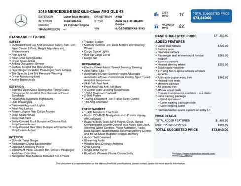 2019 Mercedes-Benz AMG GLE 43 Coupe 4MATIC