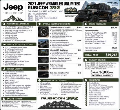 Black Clearcoat 2021 Jeep Wrangler Unlimited Rubicon 392