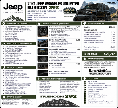 Black Clearcoat 2021 Jeep Wrangler Unlimited Rubicon 392