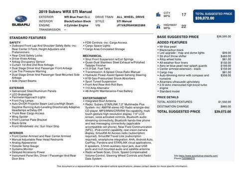 2019 Subaru WRX STI Base