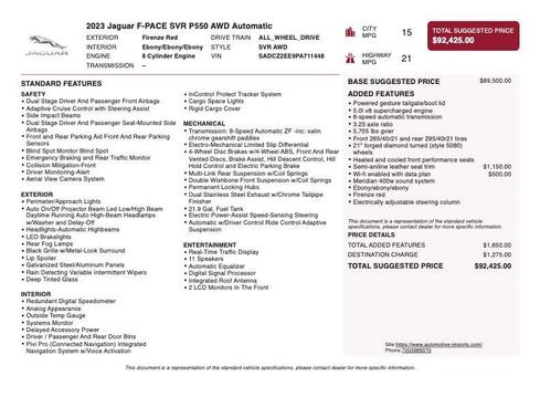 2023 Jaguar F-PACE SVR P550 AWD Automatic