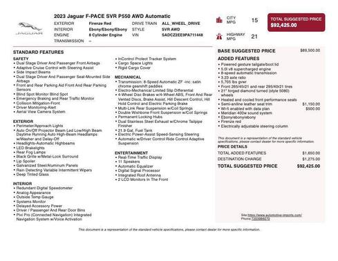 2023 Jaguar F-PACE SVR P550 AWD Automatic