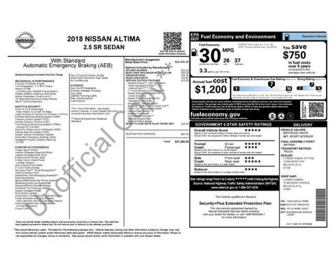 Pearl White 2018 Nissan Altima 2.5 SR