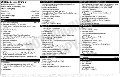 2022 Kia Sorento Hybrid S