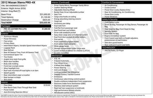 Night Armor Pearl/Mica 2012 Nissan Xterra PRO-4X