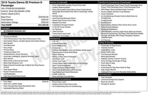 2016 Toyota Sienna SE Premium
