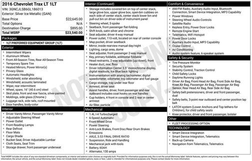 Silver Ice Metallic 2016 Chevrolet Trax LT