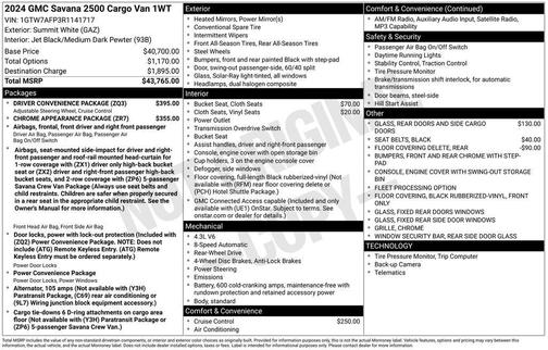 Summit White 2024 GMC Savana 2500 Work Van