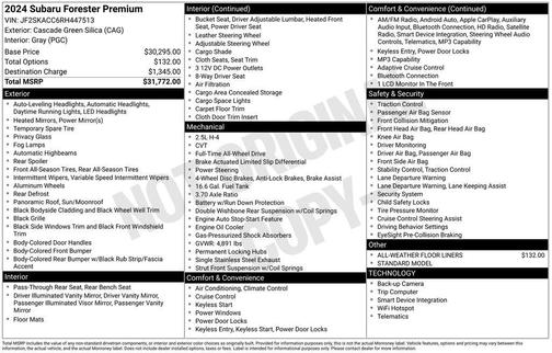 Cascade Green Silica 2024 Subaru Forester Premium