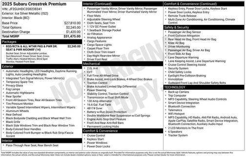 Ice Silver Metallic 2025 Subaru Crosstrek Premium