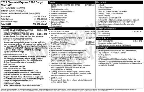 White 2024 Chevrolet Express 2500 Work Van