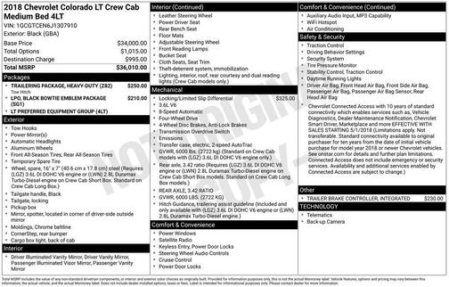 Black 2018 Chevrolet Colorado LT
