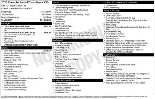 Cajun Red Tintcoat 2020 Chevrolet Sonic FWD Hatchback LT 5-Door