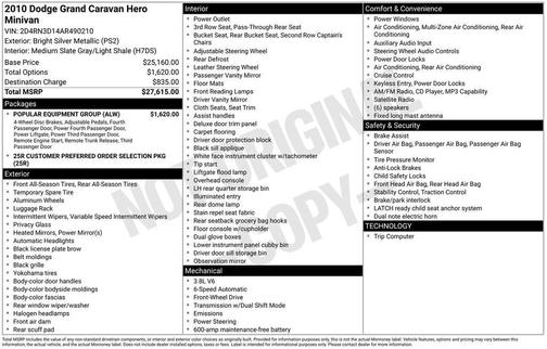 Bright Silver Metallic CC/Mineral Gray Met CC 2010 Dodge Grand Caravan Hero