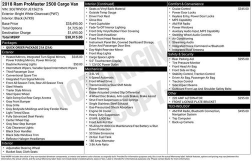 2018 RAM ProMaster 2500 High Roof