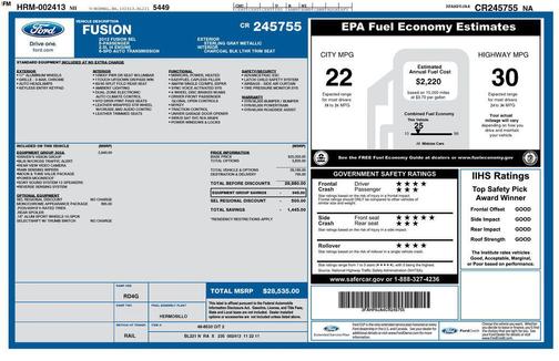 Sterling Gray Metallic 2012 Ford Fusion SEL