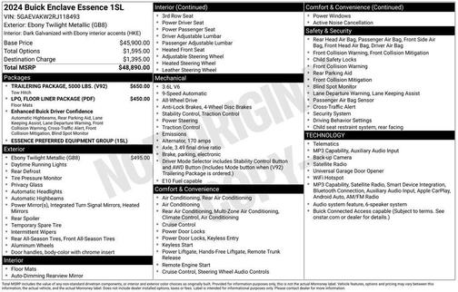 Ebony Twilight Metallic 2024 Buick Enclave Essence AWD
