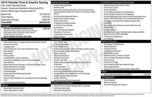Cashmere/Sandstone Pearlcoat 2015 Chrysler Town & Country Touring