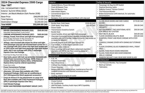 Summit White 2024 Chevrolet Express 2500 Work Van