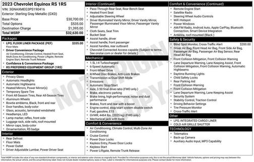 Sterling Gray Metallic 2023 Chevrolet Equinox FWD RS