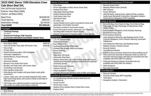 Onyx Black 2025 GMC Sierra 1500 Elevation