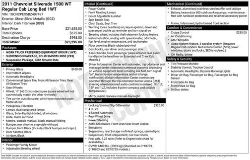 Sheer Silver Metallic 2011 Chevrolet Silverado 1500 Work Truck