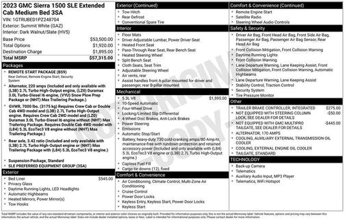 Summit White 2023 GMC Sierra 1500 SLE
