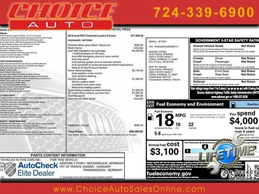 2014 Audi RS 5 4.2 Cabriolet quattro S tronic