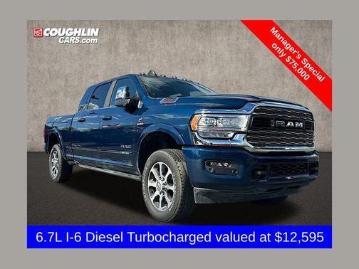 Patriot Blue Pearlcoat 2024 RAM 3500 Limited Mega Cab 4x4 6'4' Box