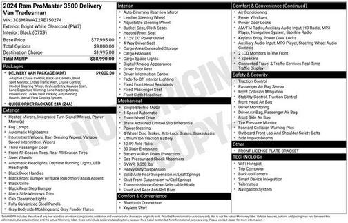 Bright White Clearcoat 2024 RAM ProMaster 3500 High Roof