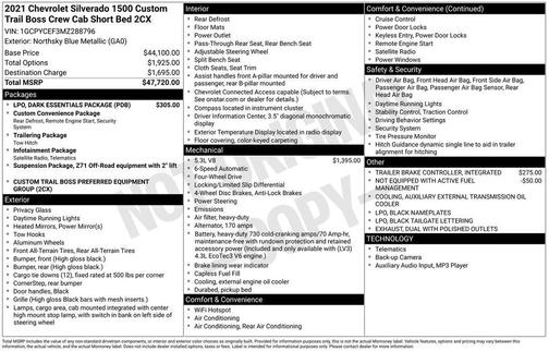 2021 Chevrolet Silverado 1500 Custom Trail Boss