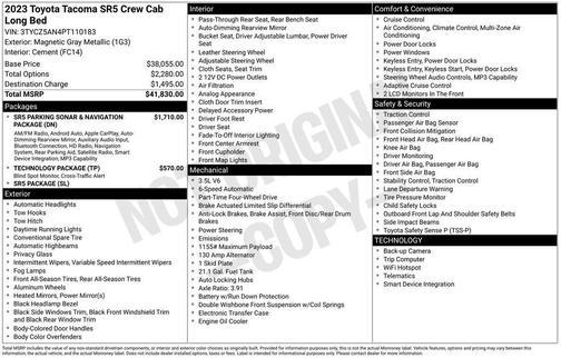 Magnetic Gray Metallic 2023 Toyota Tacoma SR5