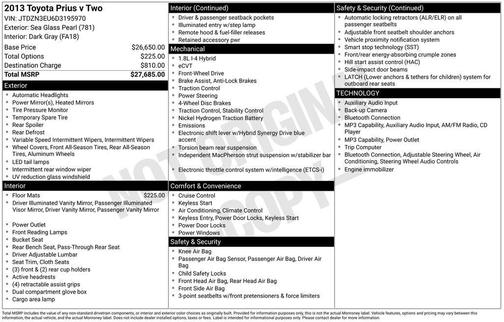 Sea Glass Pearl 2013 Toyota Prius v Two