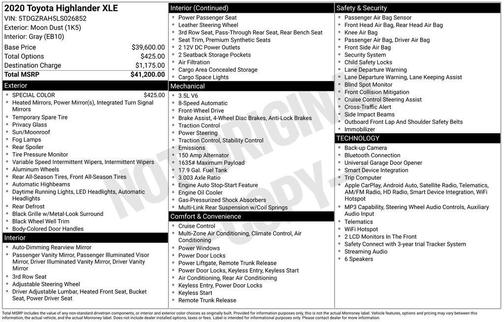 Moon Dust 2020 Toyota Highlander XLE