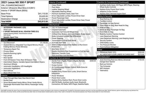 Ultrasonic Blue Mica 2.0 2021 Lexus NX 300 F Sport