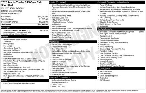 Blueprint 2025 Toyota Tundra SR5