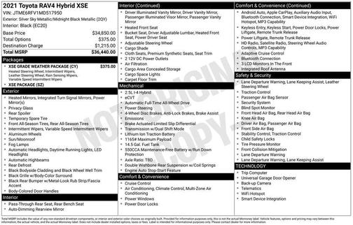 Silver Sky Metallic/Midnight Black Metallic 2021 Toyota RAV4 Hybrid SE