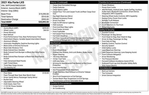 Aurora Black 2021 Kia Forte LXS