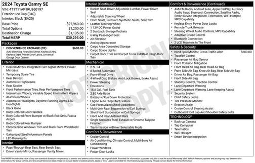 Ice Cap 2024 Toyota Camry SE