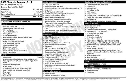 Summit White 2020 Chevrolet Equinox 1LT