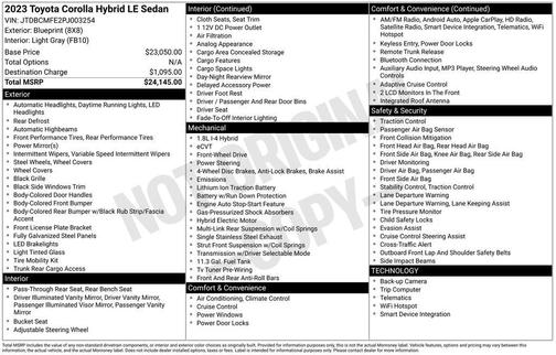 2023 Toyota Corolla Hybrid LE