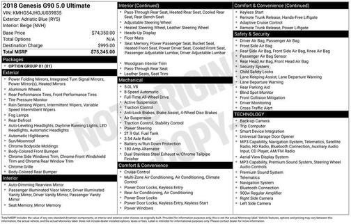 Adriatic Blue 2018 Genesis G90 5.0 Ultimate