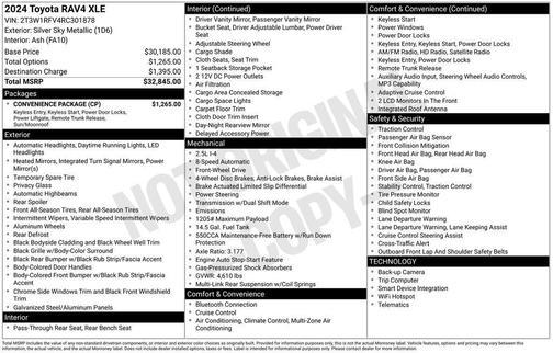 Silver Sky Metallic 2024 Toyota RAV4 XLE
