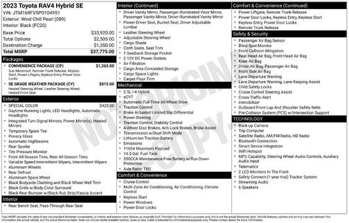 Wind Chill Pearl 2023 Toyota RAV4 Hybrid SE