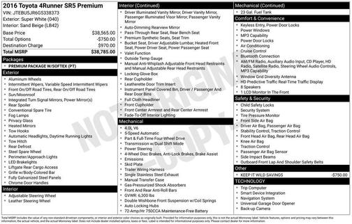 Super White 2016 Toyota 4Runner SR5 Premium