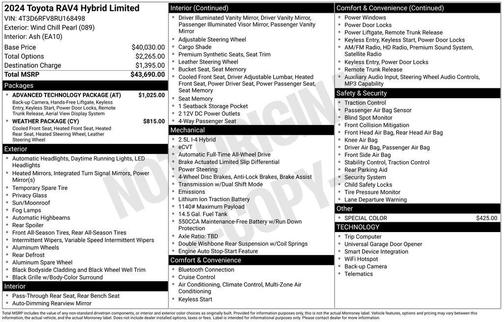 Wind Chill Pearl 2024 Toyota RAV4 Hybrid Limited