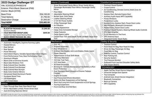 Pitch Black Clearcoat 2023 Dodge Challenger GT