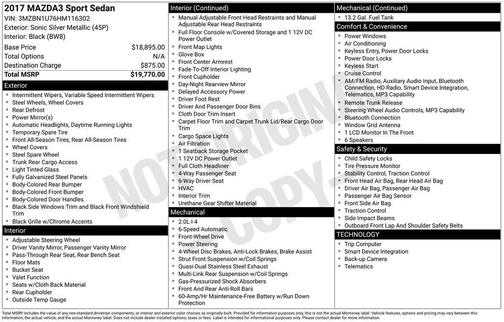 Sonic Silver Metallic 2017 Mazda Mazda3 Sport