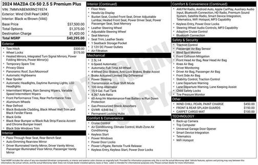 Wind Chill Pearl 2024 Mazda CX-50 2.5 S Premium Plus Package